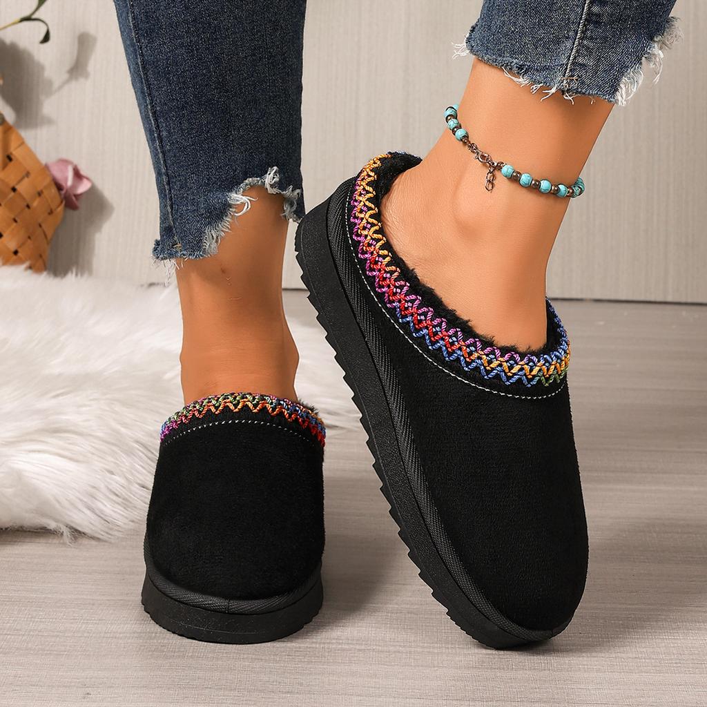 Fashion Women Slippers 2025 New Platform Snow Boots Comfortable Flat Cotton Shoes Solid Color Warm Thick Bottom Slippers Slides Women