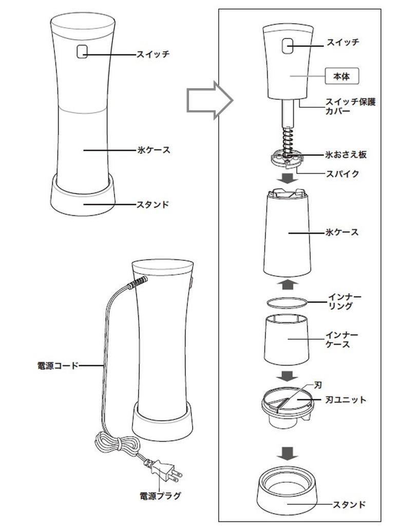 [Tokyo Deco] Fluffy Home Shaved Ice Machine, Stick Type, for Loose Ice Only, Blue, with Stand [Can also make crunchy shaved ice with two interchangeab