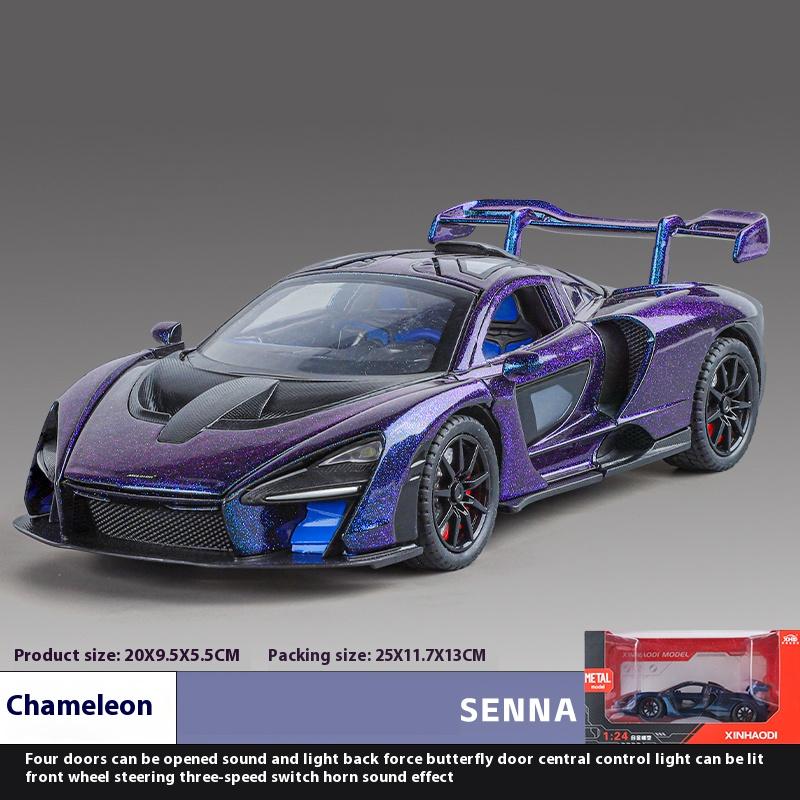 1/24 Scale Mclaren Senna Supercar Alloy Car Model, Simulated Sound and Light Racing, Children's Toy Car Ornaments for Boys Holiday Gifts