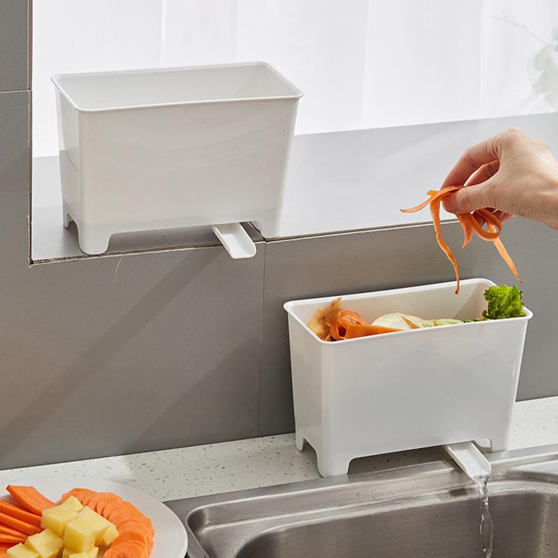 Küchen-Wasserabfluss-Mülleimer Automatisches Ablassdesign Tragbarer PP-Mülleimer Haushalts-Waschbarer Abfallorganisator