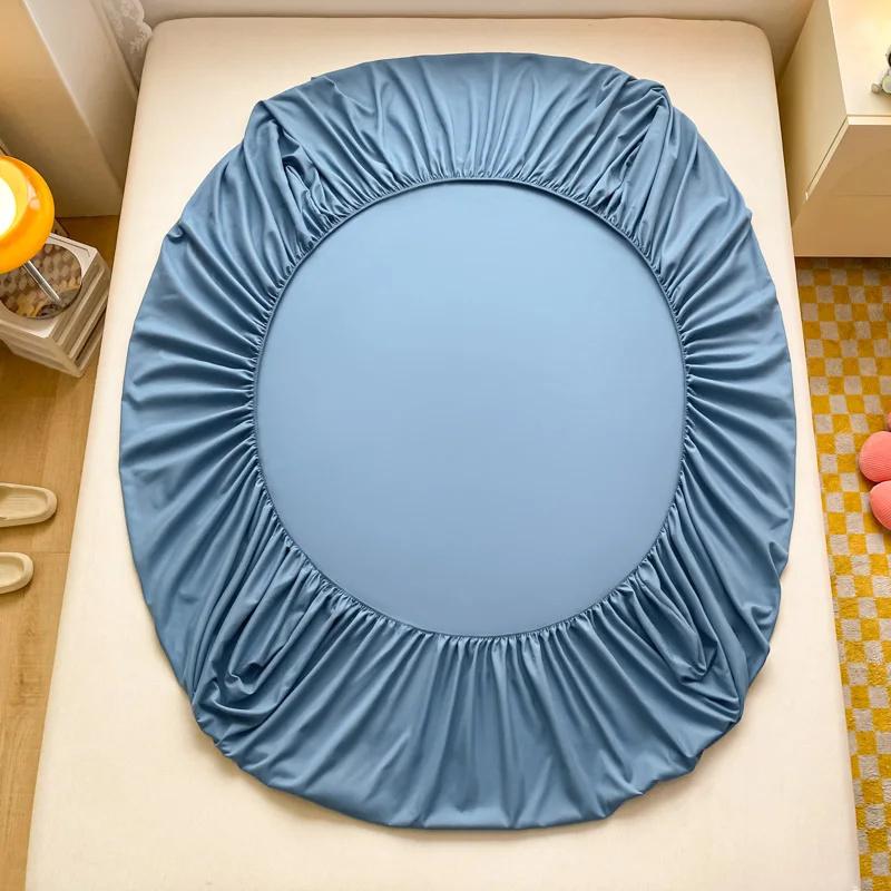 1 PCS Bedding Cotton Fitted Sheet With Elastic Bands High Quality Color Mattress Covers For Single Double King Queen Bed Linen Bedcloth Bedcover