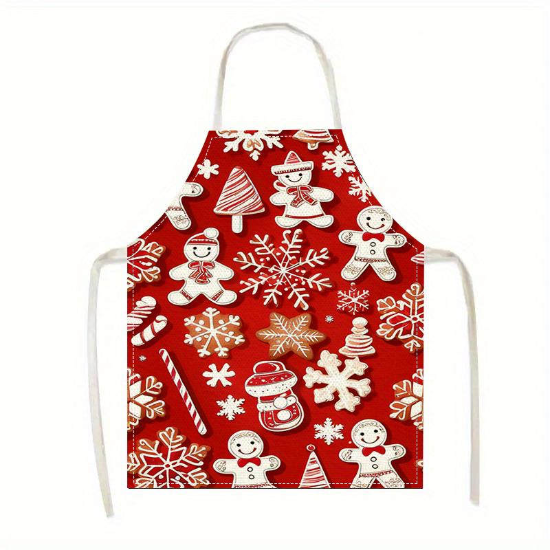 Christmas Apron with Gingerbread Men and Snowflakes, Various Sizes, Festive Kitchen Wear for Holiday Cooking and Baking 38X47cm