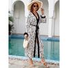 Cotton print resort beach jacket sunscreen cardigan long bikini top swimsuit blouse