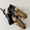 Sheepskin Version~ 2025 New Square Head Raffia Flower Niche Design Shallow Leather Classic Versatile Single Shoes