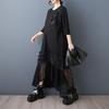 Plus size black cotton vintage floral new in dresses for women casual loose long summer dress