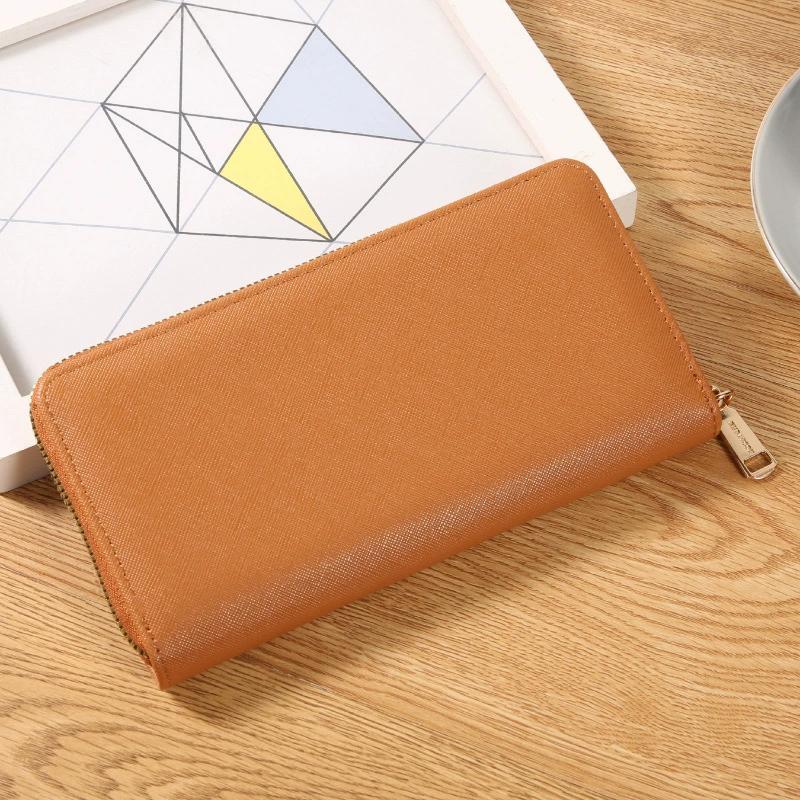 Einfache Leder Damen Geldbörse Herren Lang Reißverschluss Geldklammer Geldbörse Unisex Große Kapazität Kartenhalter Clutch