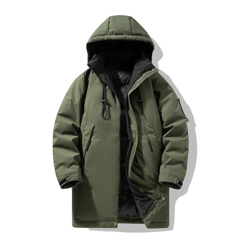 Men in winter cotton clothes, thickened hooded jacket, neutral wind brand medium and long tooling cotton-padded men