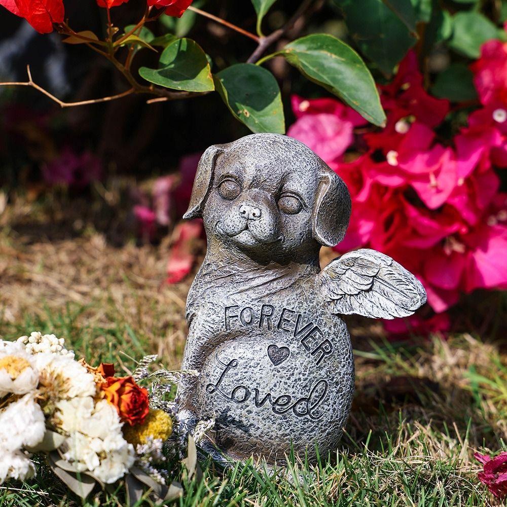 Resin Pet Memorial Statue Stone Finish Pet Memorial Tombstone  Living Room