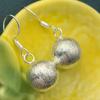 Silver-Plated Brass Round Ball Earrings: 2025 Trendy Frosted Hoops for Women