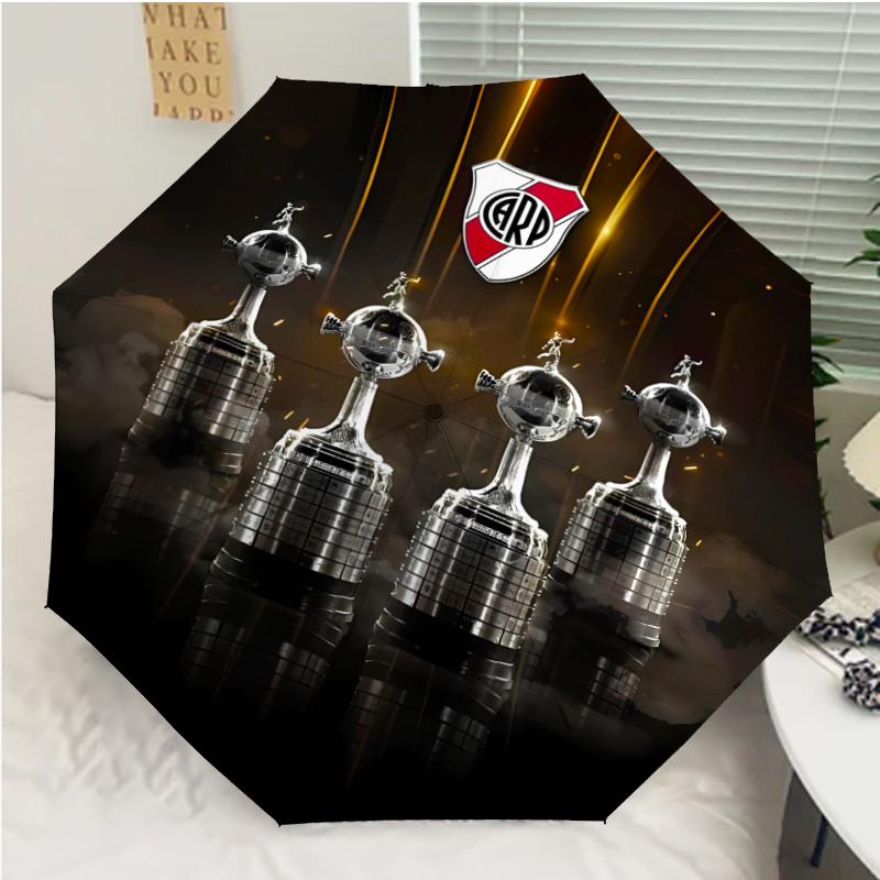 Club Atlético River Plate Print Automatic Umbrella, 8 Rib Iron Frame, Plastic Handle, Suitable for Outdoor Travel &Daily , Ideal Gift