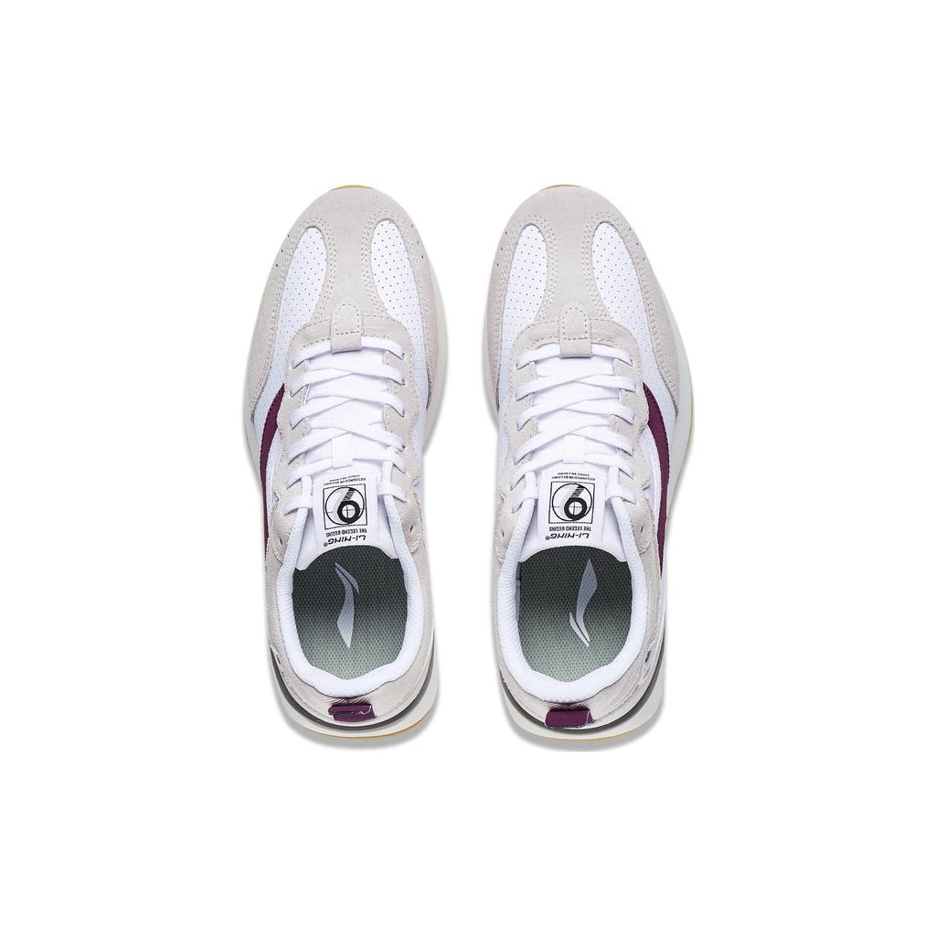 New LiNing Fangyuan Classic Anti Slip Wear Resistant Low Top Sports Casual Shoes White Gray Purple AGCT047-4