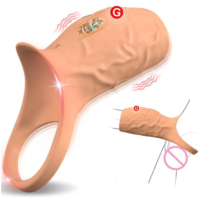 HESEKS Vibrator Penis Sleeve Cock Ring Extender for Penis Testicles G Spot Stimulation Couples Adult Sex Toys for Men Women 18+