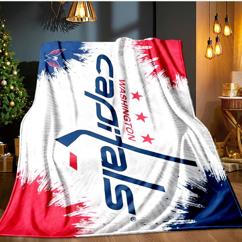 Capitals Ice Hockey Blanket Flannel Throw for Sofa, Indoor, Camping, Living Room, Office, Chair, And Bed Soft Birthday Gift