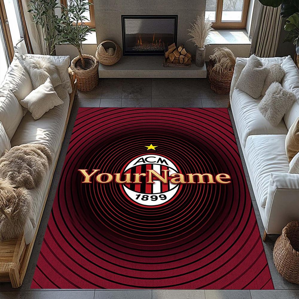 Ac Milan Customize Your Name Floor Mat Perfect for Game Room Playrooms Dining Room Kitchen Anti-slip Rug Anime Office Decor Perfect Gift for Women/Men