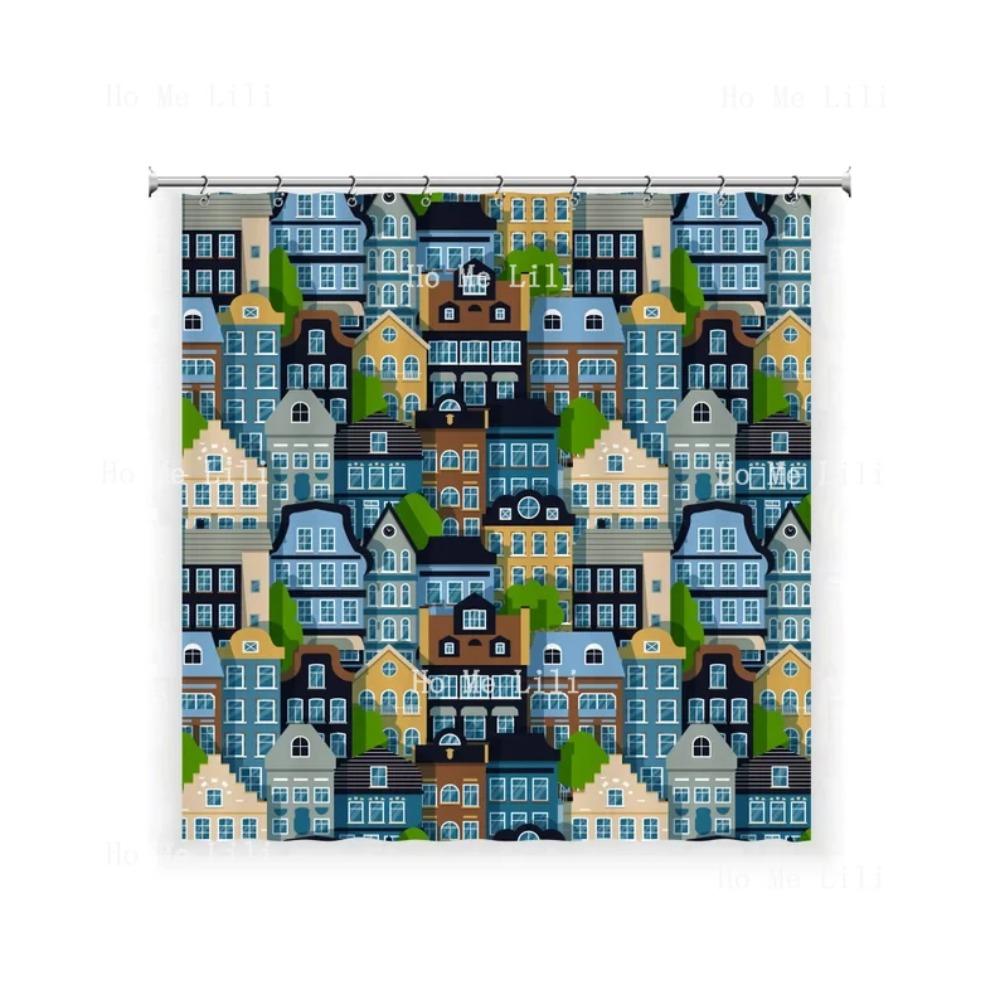 Colorful House Shower Curtain 100% Waterproof Modern Bathroom Decor Housewarming Gift