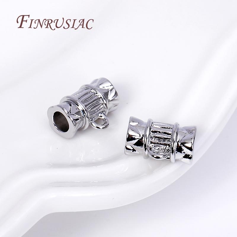 18K Gold Plated Bamboo Tube Shape Spacer Beads Pendant Charms Bail Brass Metal Bail Beads Connector DIY Jewelry Making Supplies