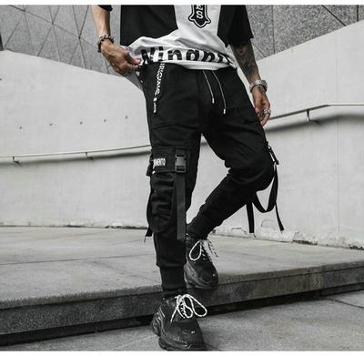 Ανδρικά Hip Hop Joggers Μαύρες κορδέλες με πολλές τσέπες Ανδρικό φούτερ Streetwear Casual Ανδρικό παντελόνι