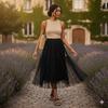 Jupe Longue Robe de Bal Plissée à Pois Taille Haute pour Femme Mode Maille Ample Bouffante Parapluie Fée Gâteau Jupes