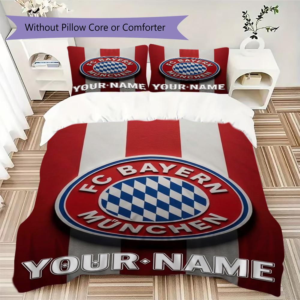 Custom Name Bayern Munich Pattern Bedding uilt Set uilt Cover Pillowcase Home Decoration Birthday Gift (1*duvet cover+2*pillowcase without core)
