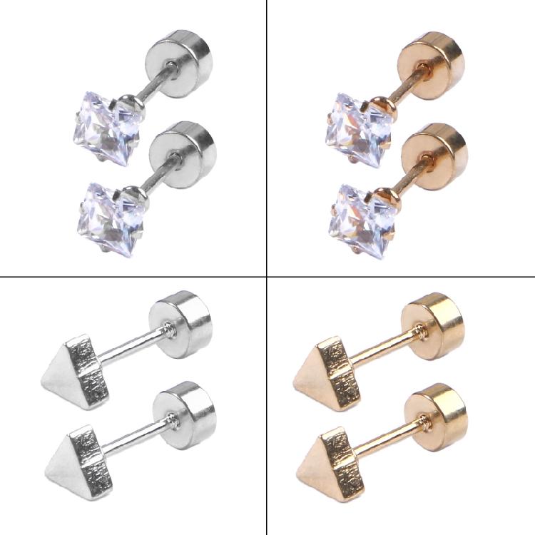 18-Pair Tiny Stud Earrings Star Moon for Triangle Ball Screwback Earrings for Un
