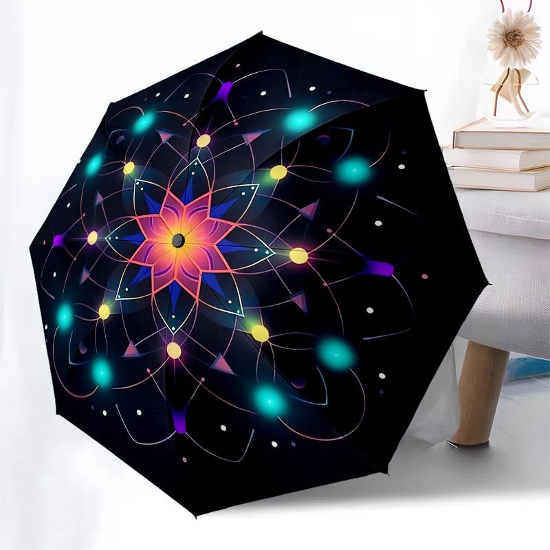 1pc Mandala Art Design Umbrella with Plastic Handle,Vibrant Cartoon Pattern,Multi-functional UmbrellaPT007