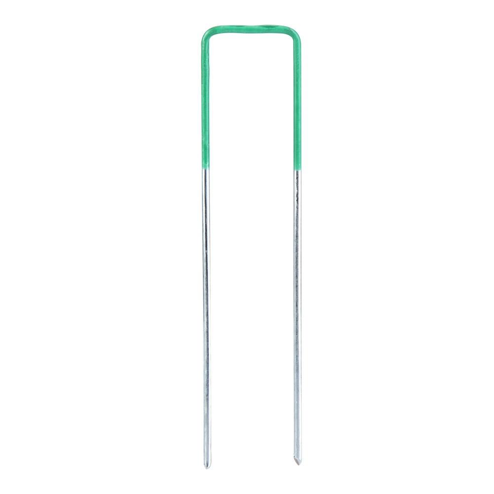 100pcs Half Green Artificial Grass Turf U Pins Metal Galvanised Pegs Staples Weed