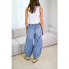 VEZFAA Women's Fashion Casual Solid Color Print High Waist Trousers Pants & Capris