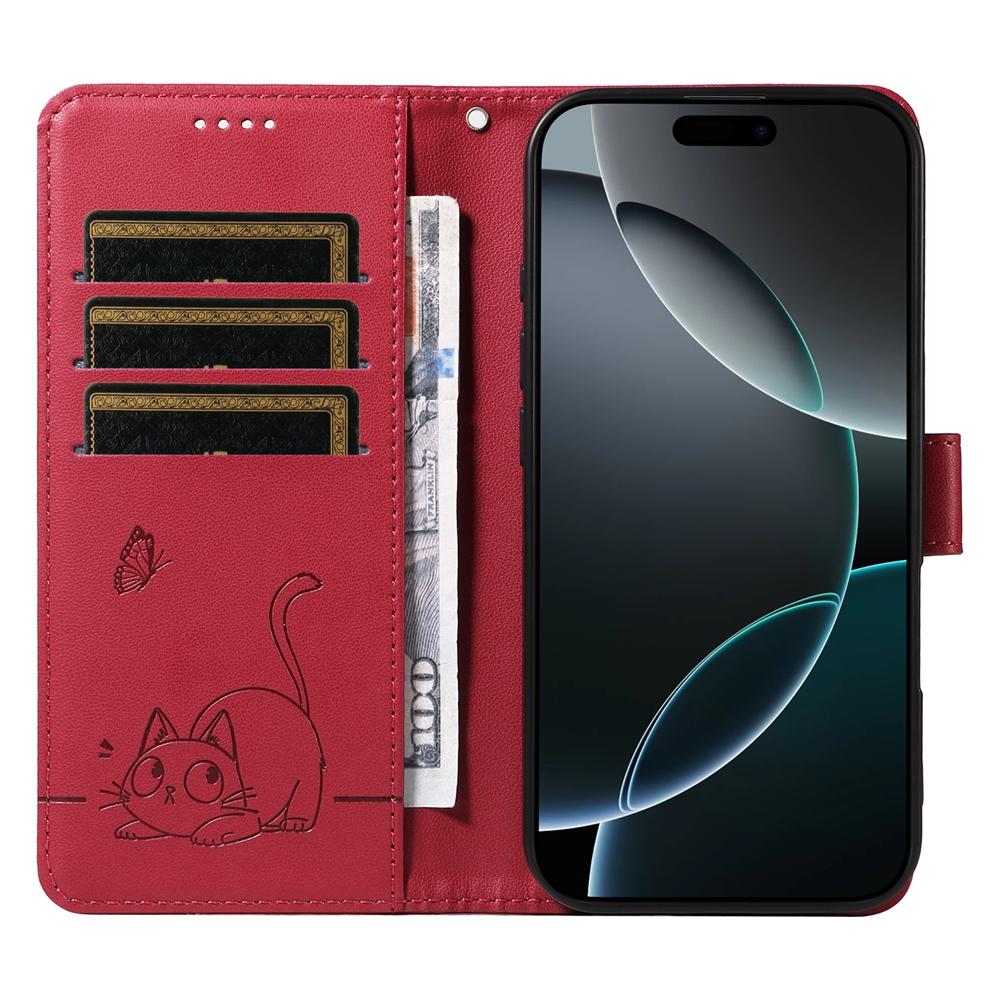 Magnetic Leather Wallet Case for Samsung Galaxy A3 A5 A6 Plus A7 A8 A9 A10 A10S M10 M10S M15 M54 2016 2017 2018 | Embossed Cat