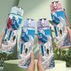 1PC Santorini Blue Street Building Print 750ml Color Plastic Sports Water Bottle Leakproof Flip Straw Lid Suitable for Sports Office Home Use