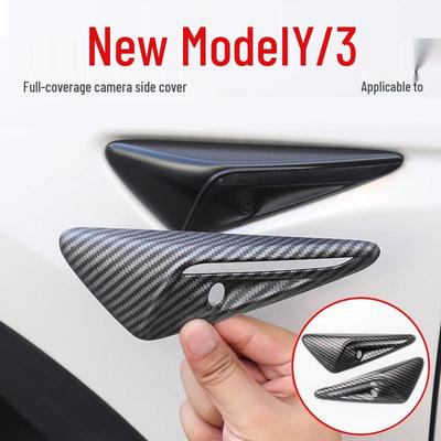 Envoltura de Cámara con Patrón de Fibra de Carbono para Tesla Model Y/3/S/X