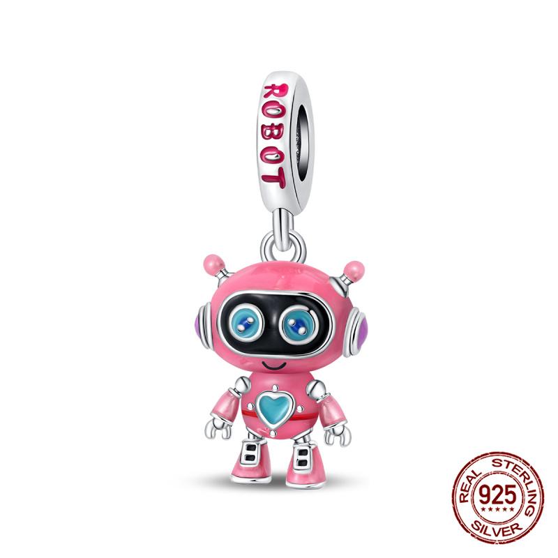 Authentic Original 100% Copper Metal Card Star Robot Beaded Death Demon Eye Charm Bead Components Compatible With Bracelet High Quality Fine Jewelry