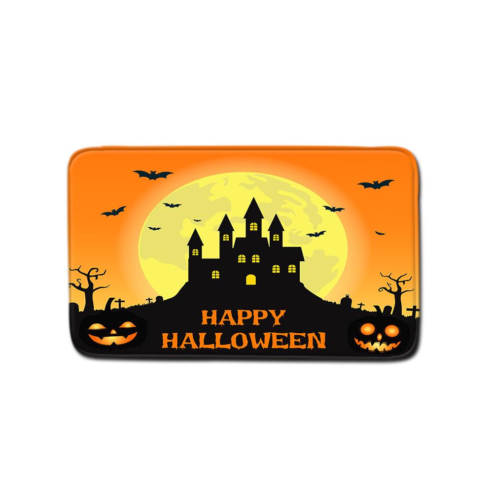 Halloween Shower Curtain Floor Mat Combination Four-Piece Set Bathroom Toilet Carpet Shower Room Foot Mat