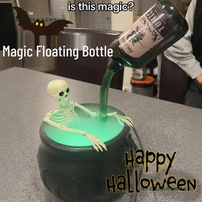 Magische schwebende Flasche: Lustige Halloween Skelett Kürbis Laterne Deko