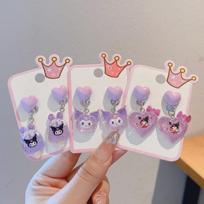 Kuromi No-Piercing Pain-Free Earrings for Girls – Stylish, Comfortable Ear Clips