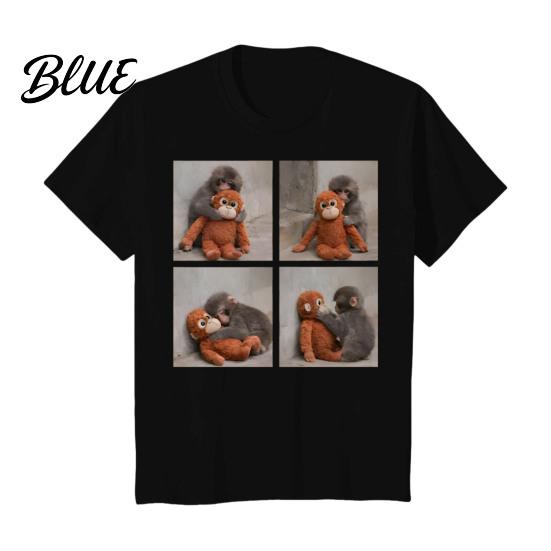 Loose Fit Tee Shirt Monkey Team Punch T-Shirt Round Neck Short Sleeve Cute Macaque And Orangutan Summer for Men Teens Street Wear Fashionable