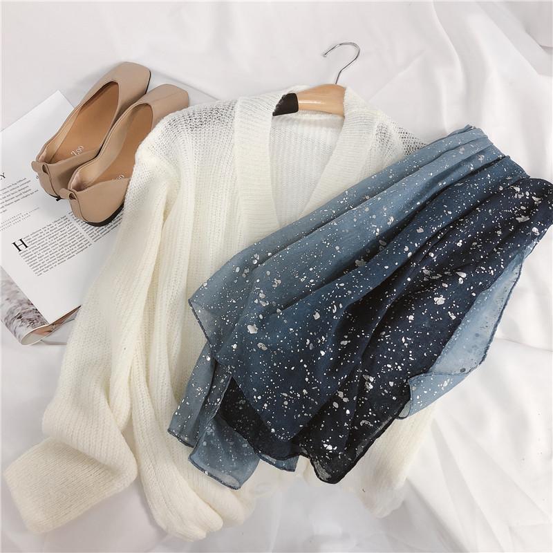 Spain Fashion Ombre Glitter Viscose Shawl Scarf Women Bling Bling Shimmer Pashmina Stole Wrap Snood Muslim Hijab 180*90Cm