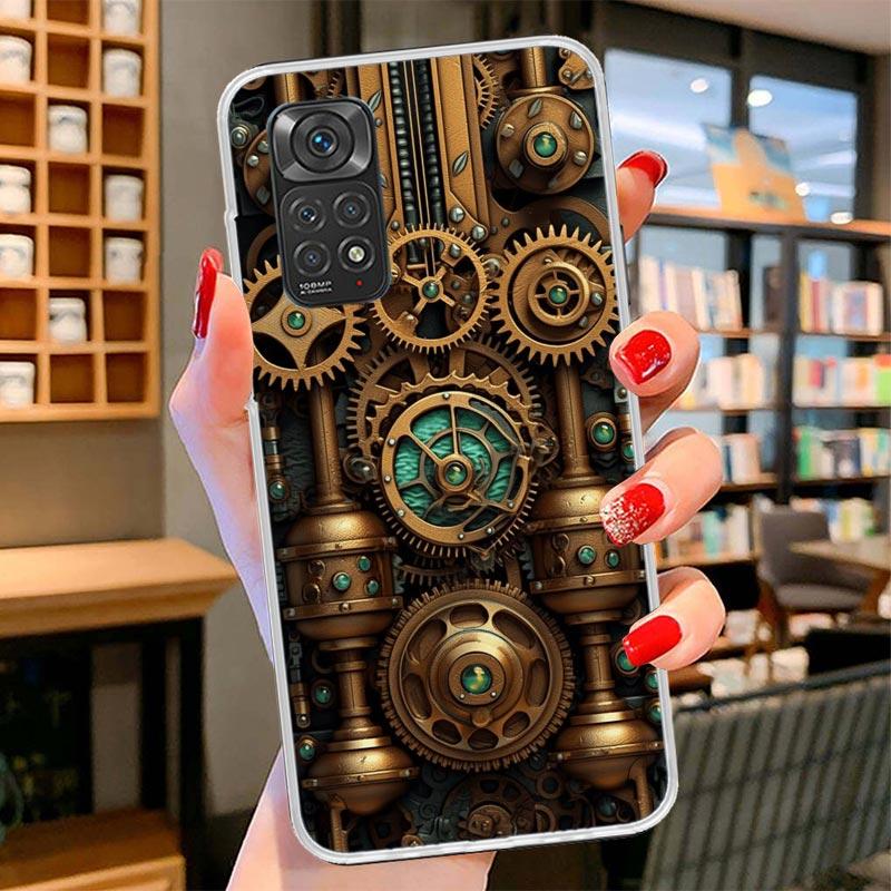 Steampunk Gear Mechanical Cover Phone Case For Xiaomi Redmi Note 15 14 13 12 11 10 Pro Plus 14S 12S 11S 11T 11E 10S Soft Fundas