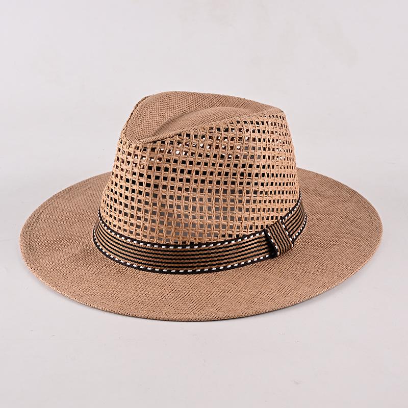 

Тканевая папирусная шляпа-цилиндр Мужская летняя шляпа Дышащая защита от солнца Модная универсальная джазовая шляпа Теневой купол