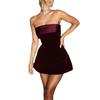 Winter Damenmode Sexy Spice Girl Rückenfreies A-Linien-Ausschnitt Trägerloses Kleid
