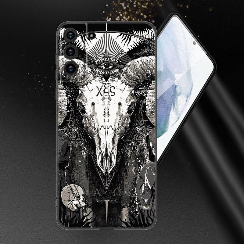 Pouzdro na telefon Satanic Scary Skull pro Samsung Galaxy S20 S21 FE S22 Ultra S10 Lite S10E S9 S8 Plus S7 Edge měkký TPU černý kryt