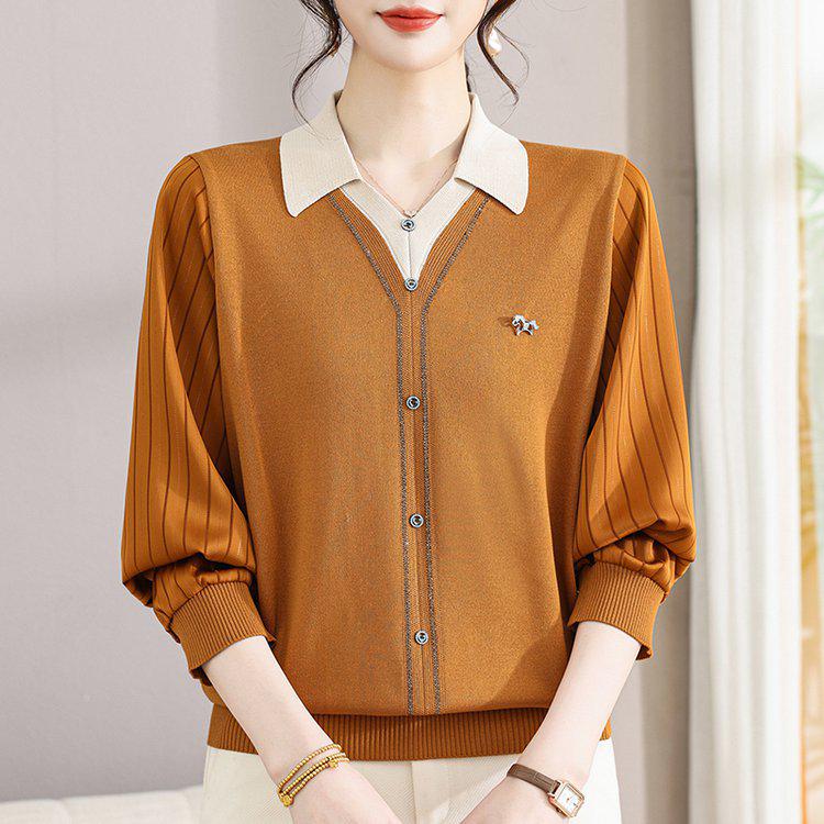 

Stylish Casual Knitwear for Middle-Aged Women - Loose Two-Piece Design 3XL оранжевый