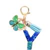 Fashion Blue Glazed Stone A To Z Letter Keychain 26 Initials Alphabet Butterfly Tassel Pendant Car Key Chain Women Jewelry GIfts