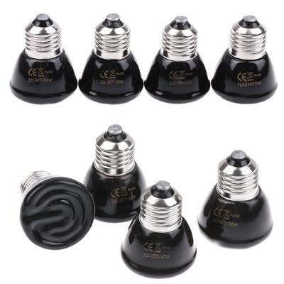 220-240V 20W40W60W80W Far Infrared Heating Lamp Black Ceramic E27 Pet Warmer Bulb Brooder Chickens Tortoise Lizard Reptile Light