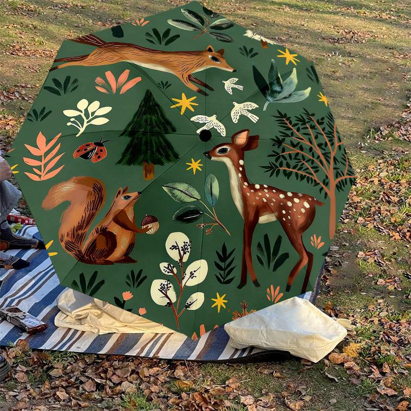 1PC forest animals Umbrella-8-Rib Reinforced, Automatic Open, Lightweight & Durable, Cute Fashion Accessory for Outdoor-T336