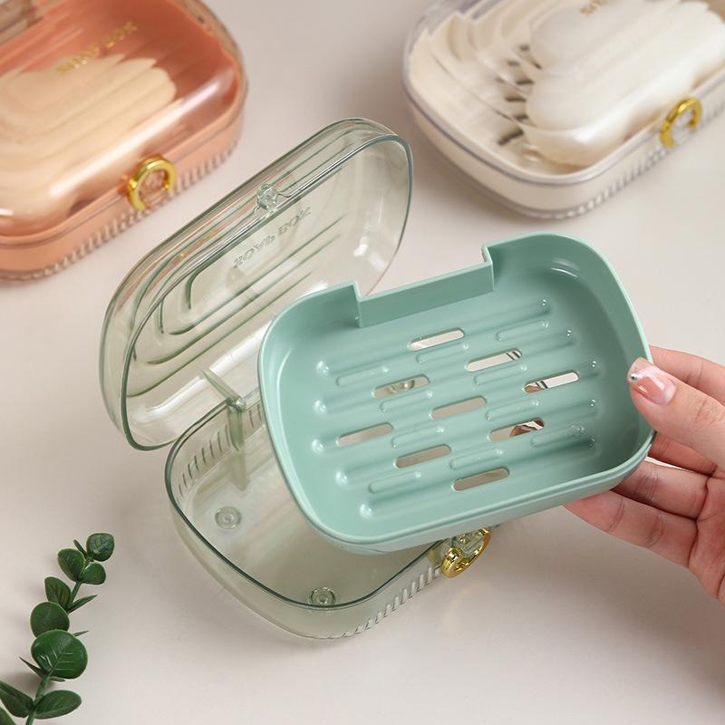 Travel Essentials Soap Holder With Lid,Leakproof Soap Dish With Drainage Layer, Portable Travel Soap Bar Case For Camping, Gym