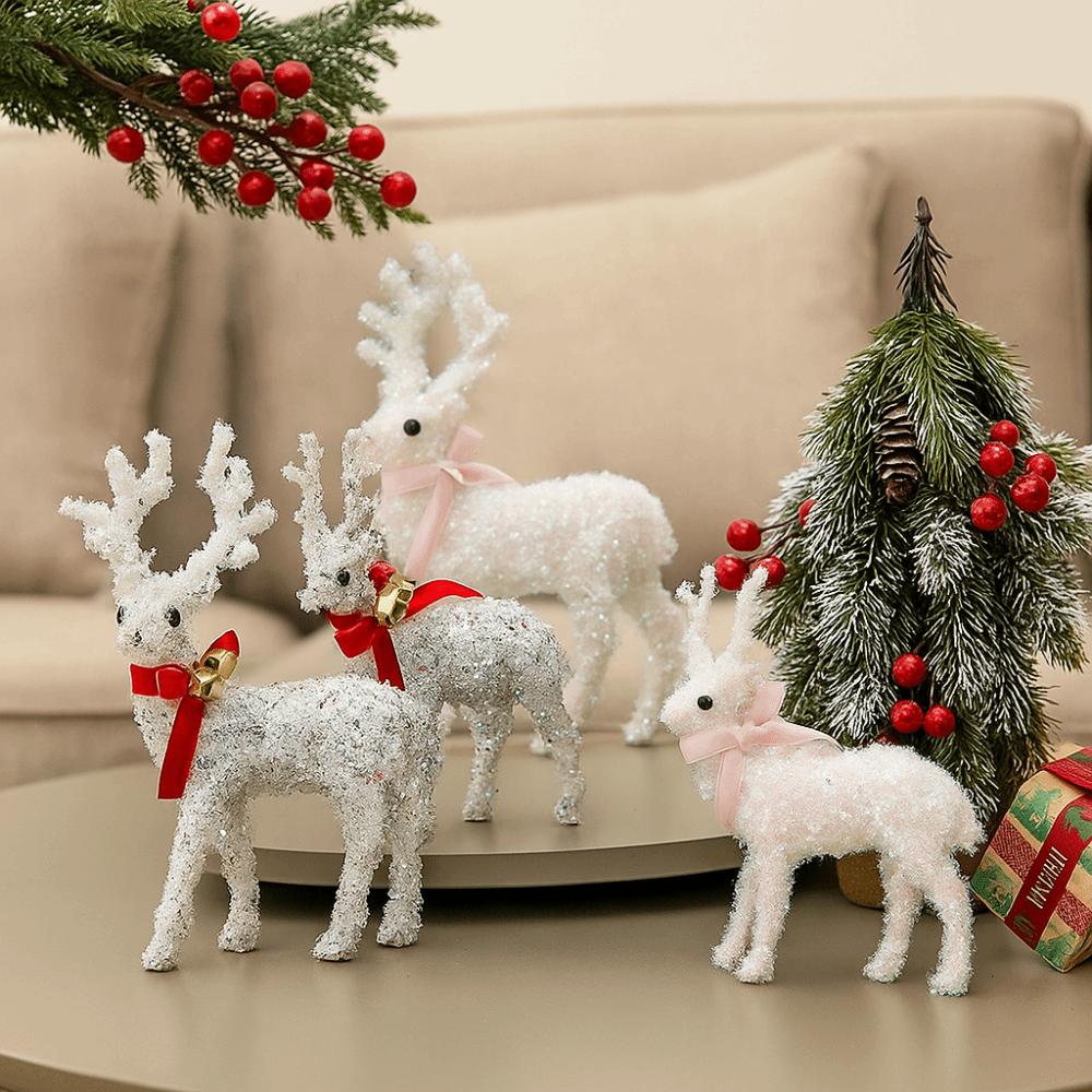 With Scarf Christmas Reindeer Ornaments Glittering Elk Cloth Decor  New Year