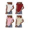 Women T-shirt Round Neck Short Sleeve Pocket Decoration Tee Shirt Color Block Loose Fit Tee Shirt Leisure Wear