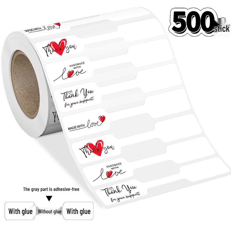 500 Kraft Paper Ring Necklace Price Tag Stickers - Self-Adhesive, Hand-Written, 1 Roll (500 Sheets)