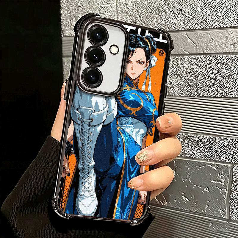 ChunLi S-Street F-FighterS Plating Phone Case For Samsung A17 A07 A37 A57 A16 A56 A15 A55 A14 A54 A13 A53 A26 A36 A25 A35 A24 A3
