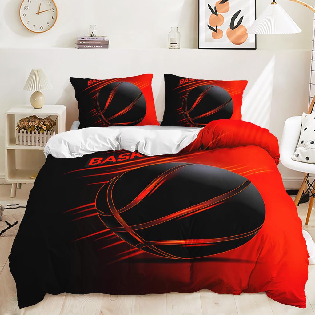 Funda nórdica con estampado digital 3D de fútbol, funda de almohada, juego de cama de tres piezas para dormitorio